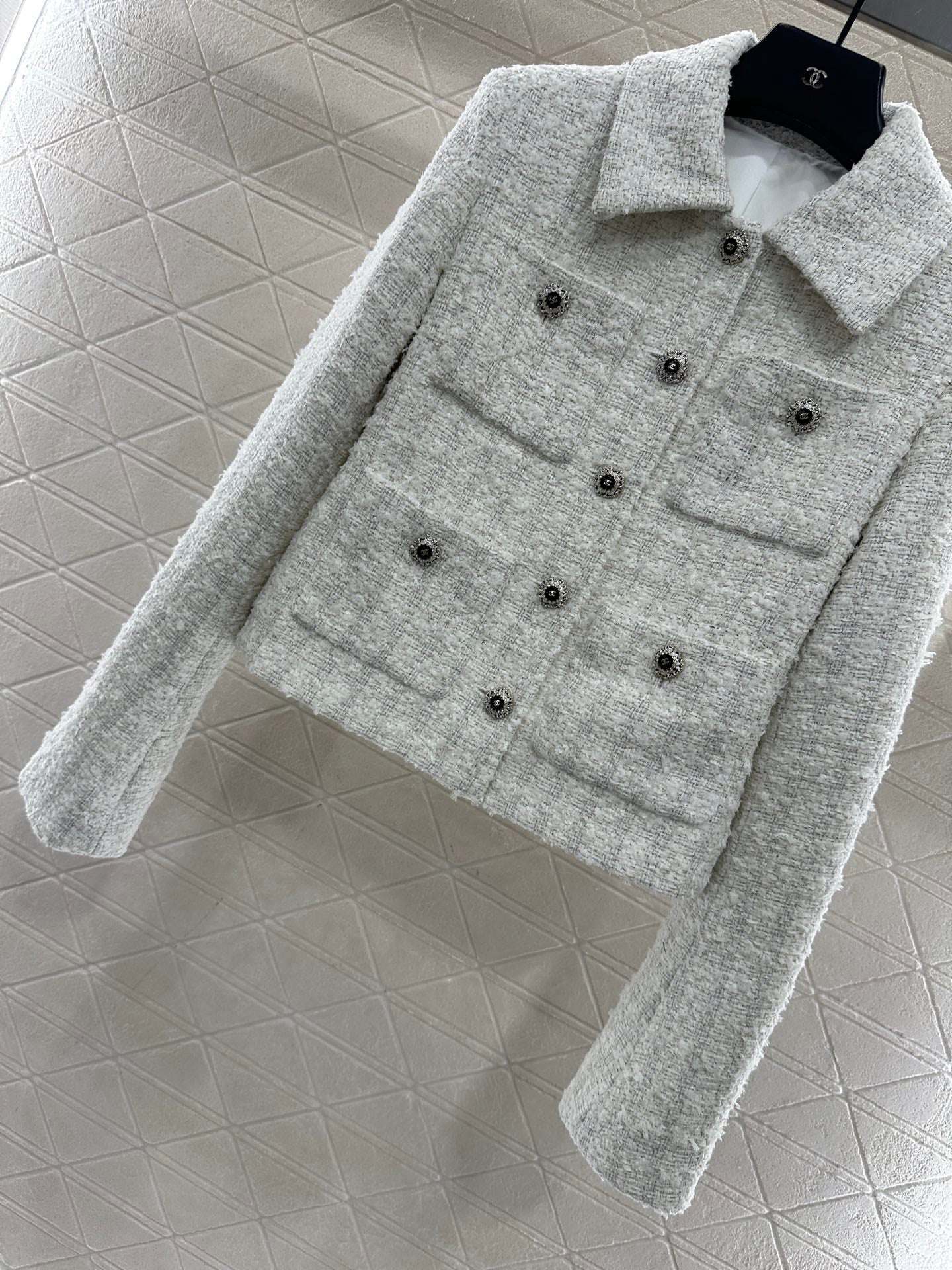 Plaid tweed collar jacket