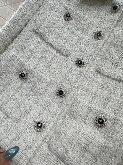 Plaid tweed collar jacket