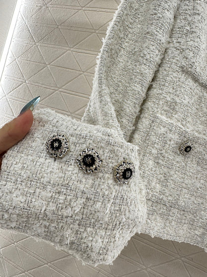 Plaid tweed collar jacket