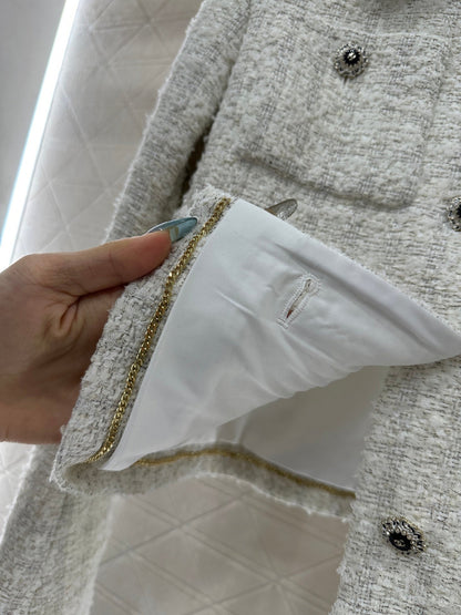 Plaid tweed collar jacket