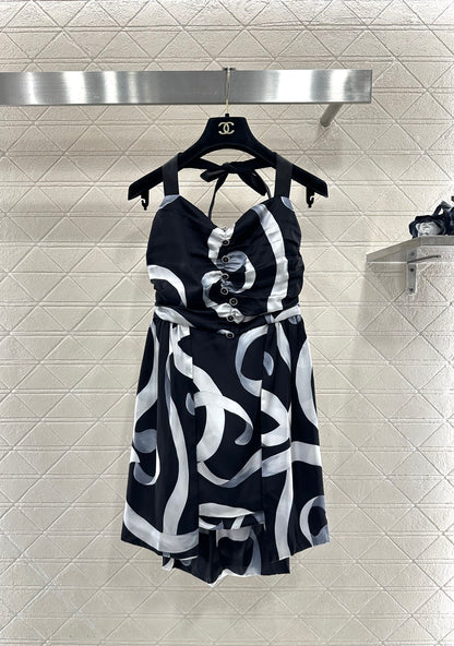 Floral print halter neck dress