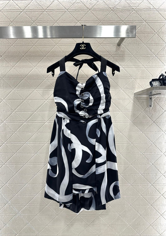 Floral print halter neck dress