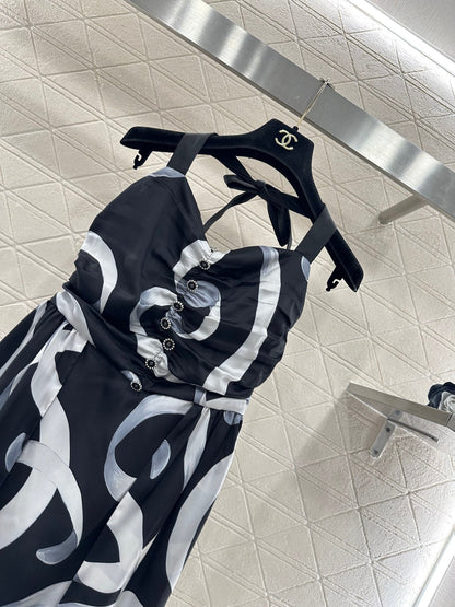 Floral print halter neck dress