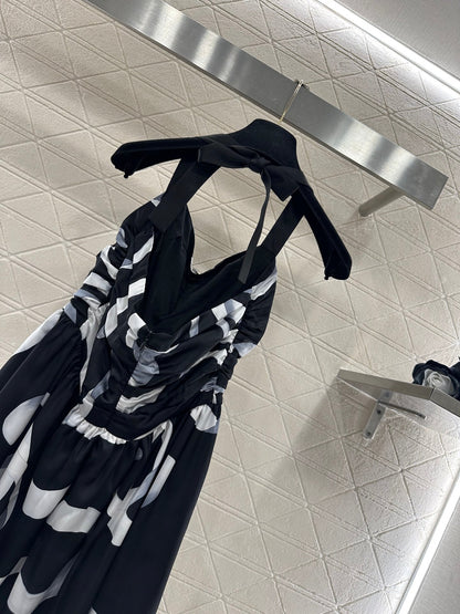 Floral print halter neck dress