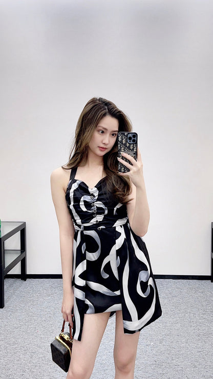 Floral print halter neck dress