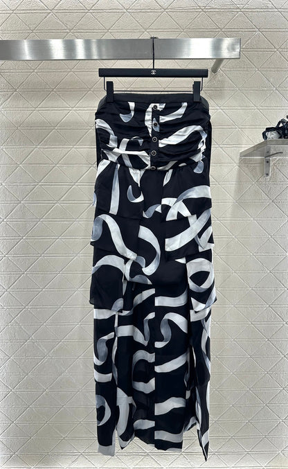 Print Strapless Dress