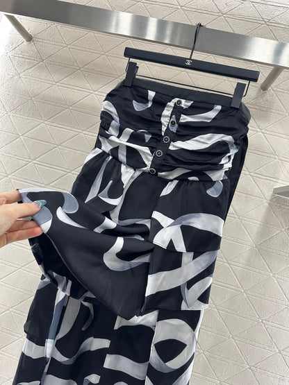 Print Strapless Dress