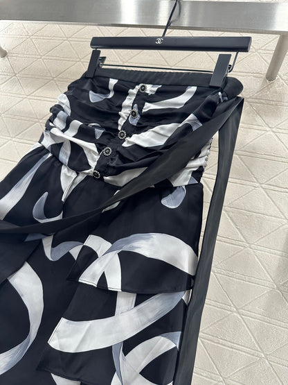 Print Strapless Dress