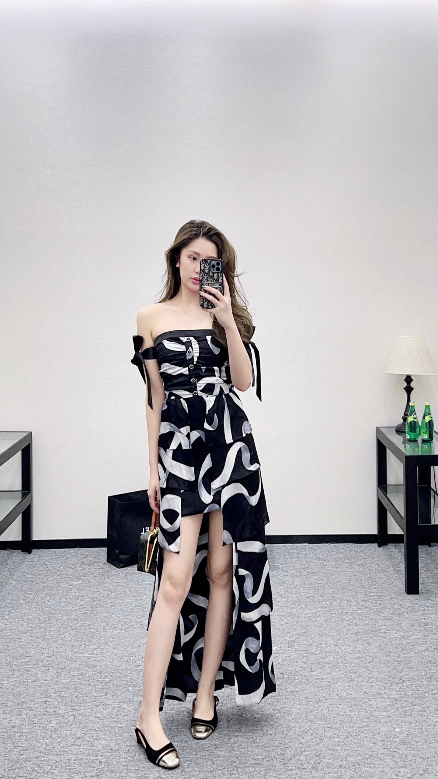 Print Strapless Dress