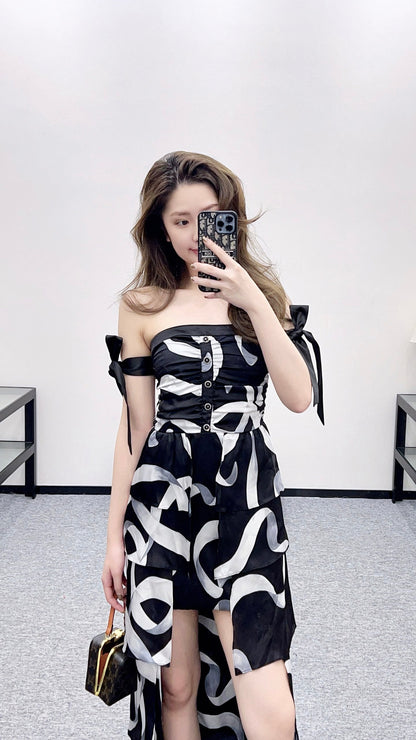 Print Strapless Dress