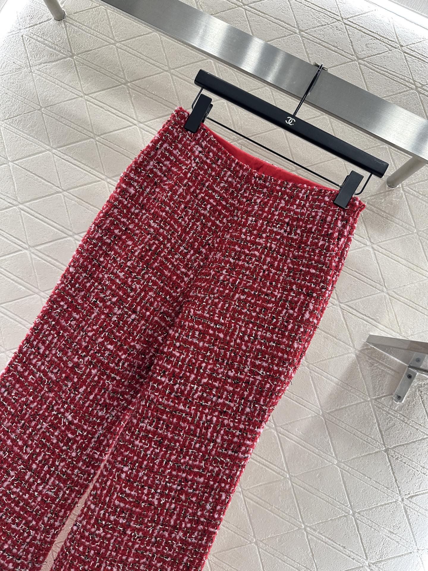 High-waisted woven flared trousers