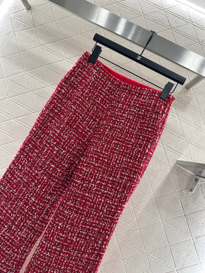 High-waisted woven flared trousers