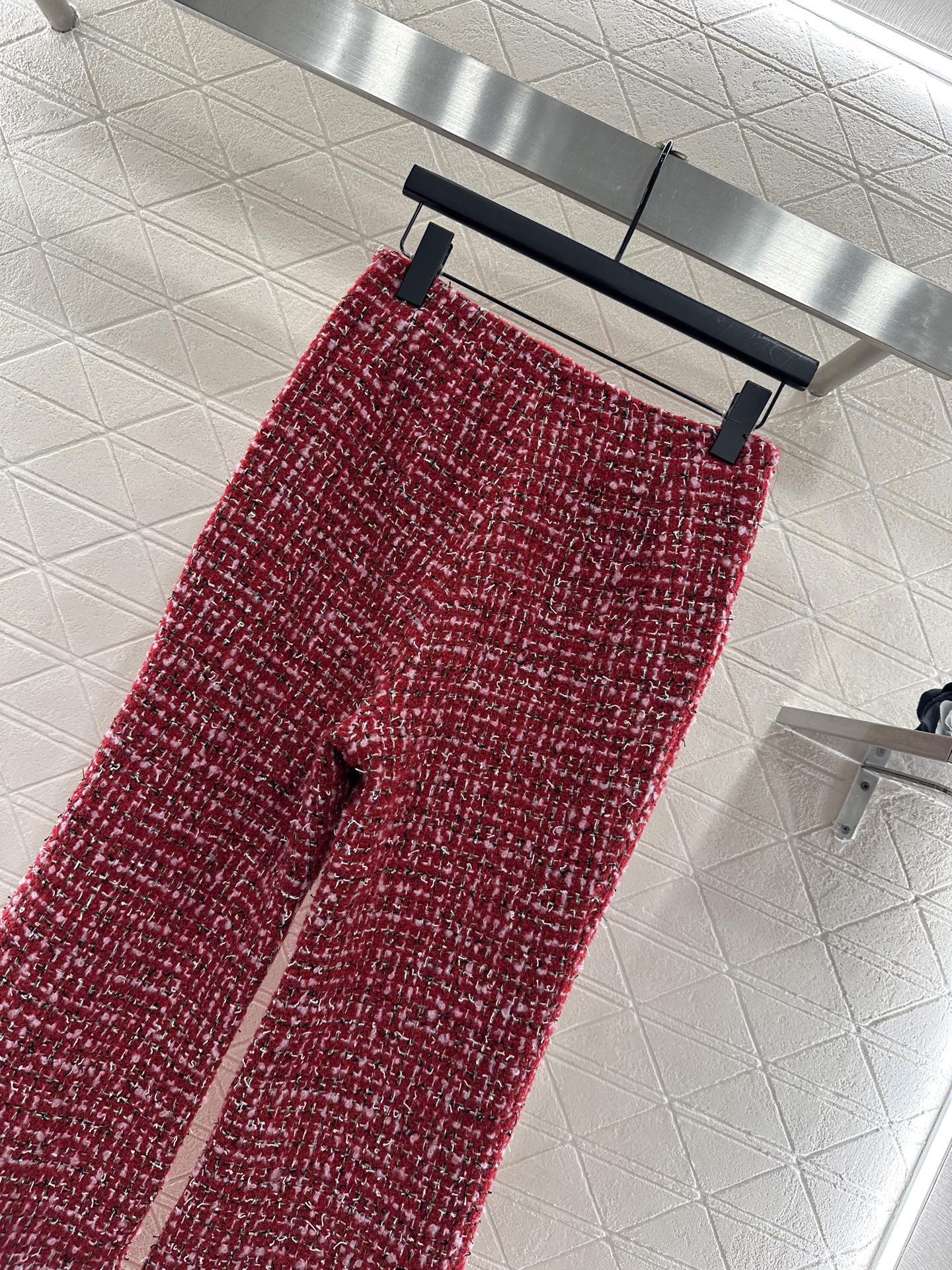 High-waisted woven flared trousers