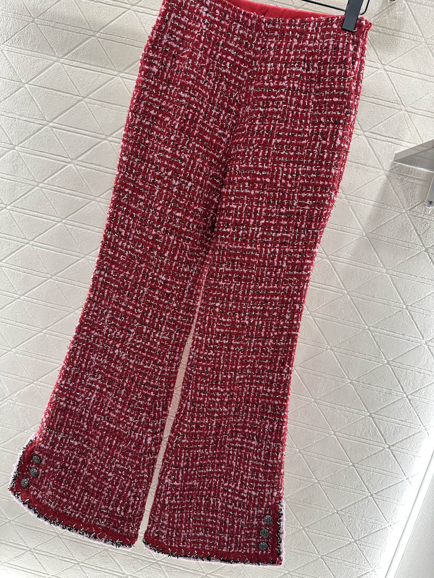 High-waisted woven flared trousers