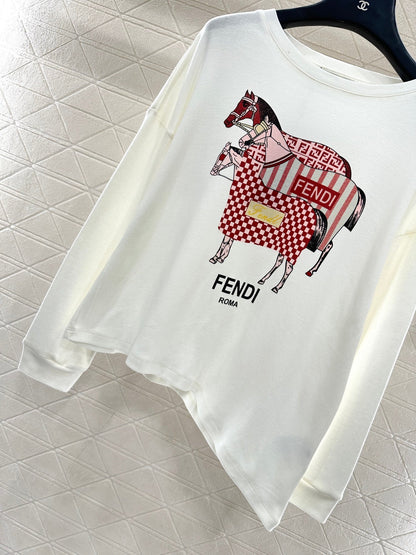 Round neck horse print long sleeve