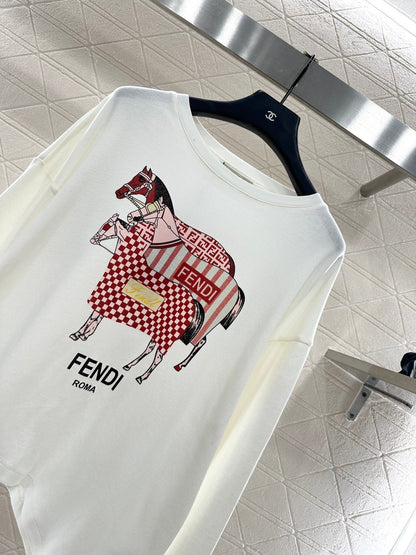 Round neck horse print long sleeve