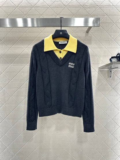 Faux two-piece knit top