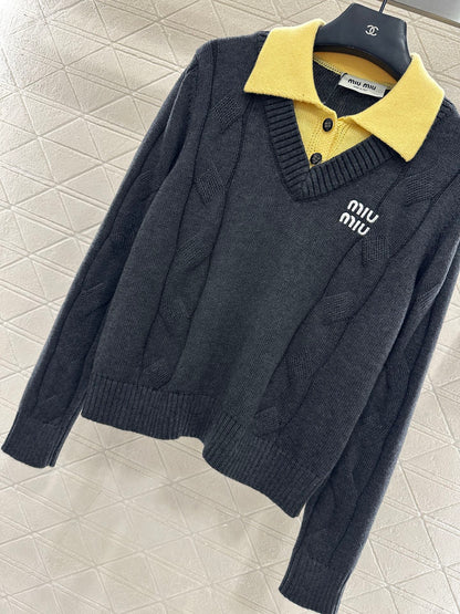 Faux two-piece knit top