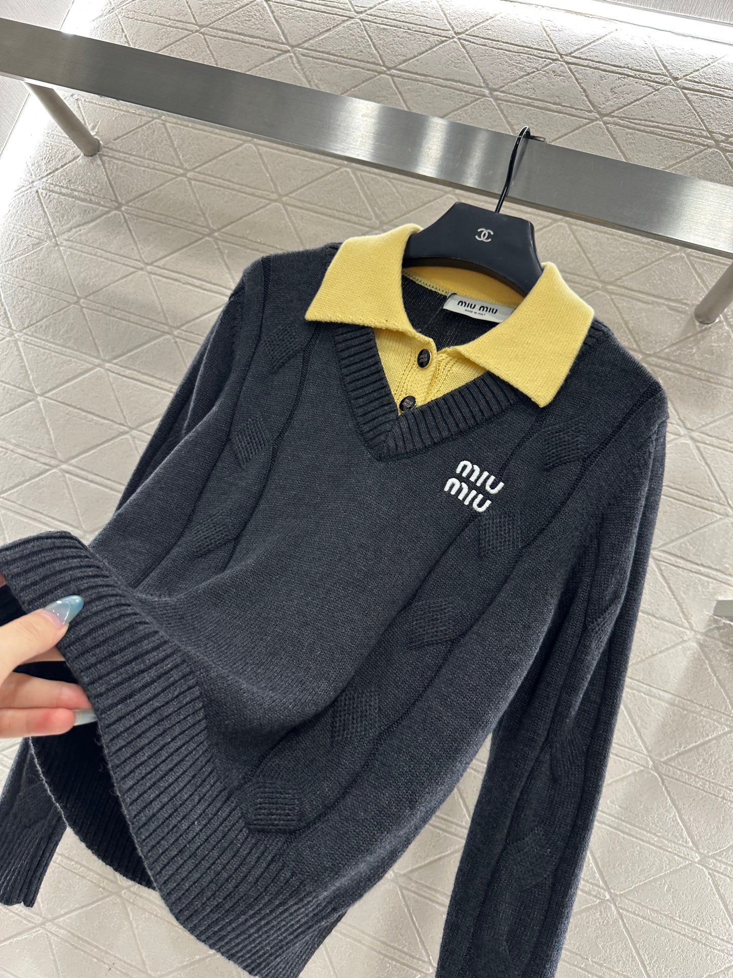 Faux two-piece knit top