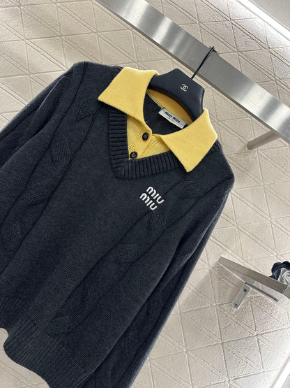 Faux two-piece knit top