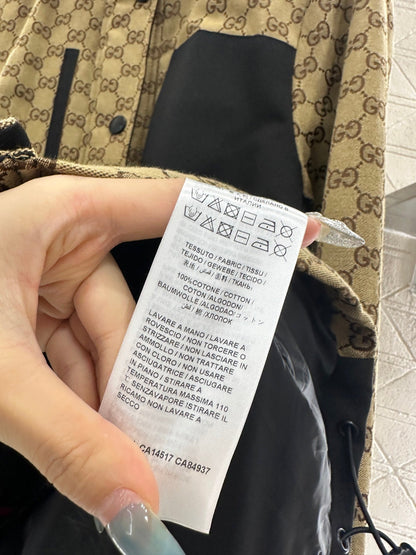 Hooded belted jacquard cotton coat