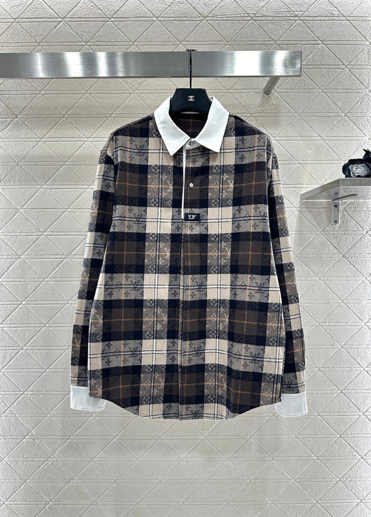 Collared plaid jacquard shirt