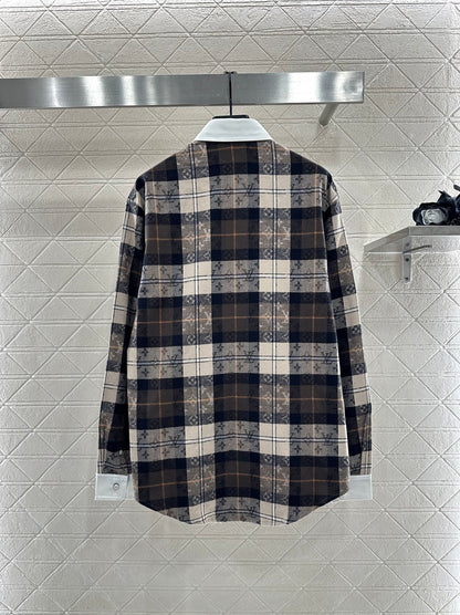 Collared plaid jacquard shirt