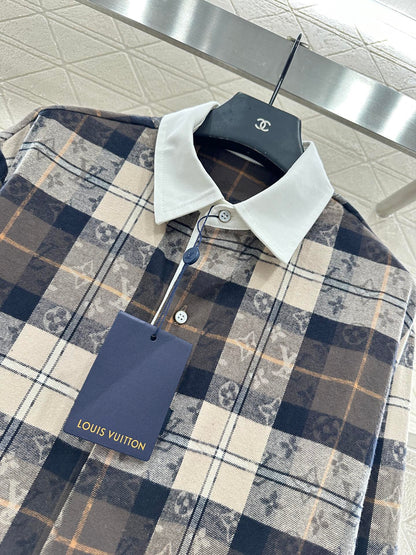 Collared plaid jacquard shirt