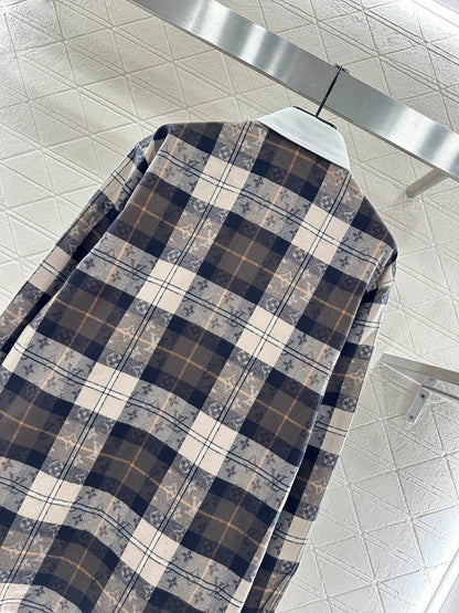 Collared plaid jacquard shirt