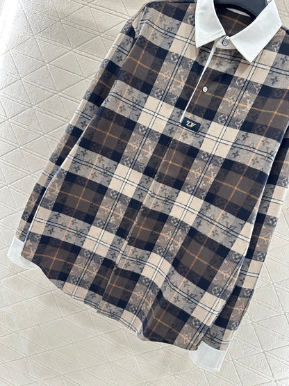 Collared plaid jacquard shirt