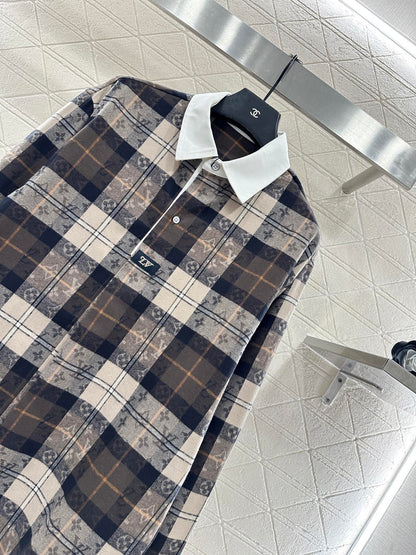 Collared plaid jacquard shirt