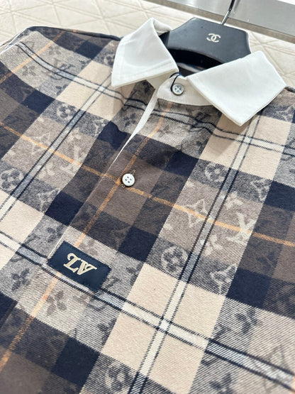 Collared plaid jacquard shirt