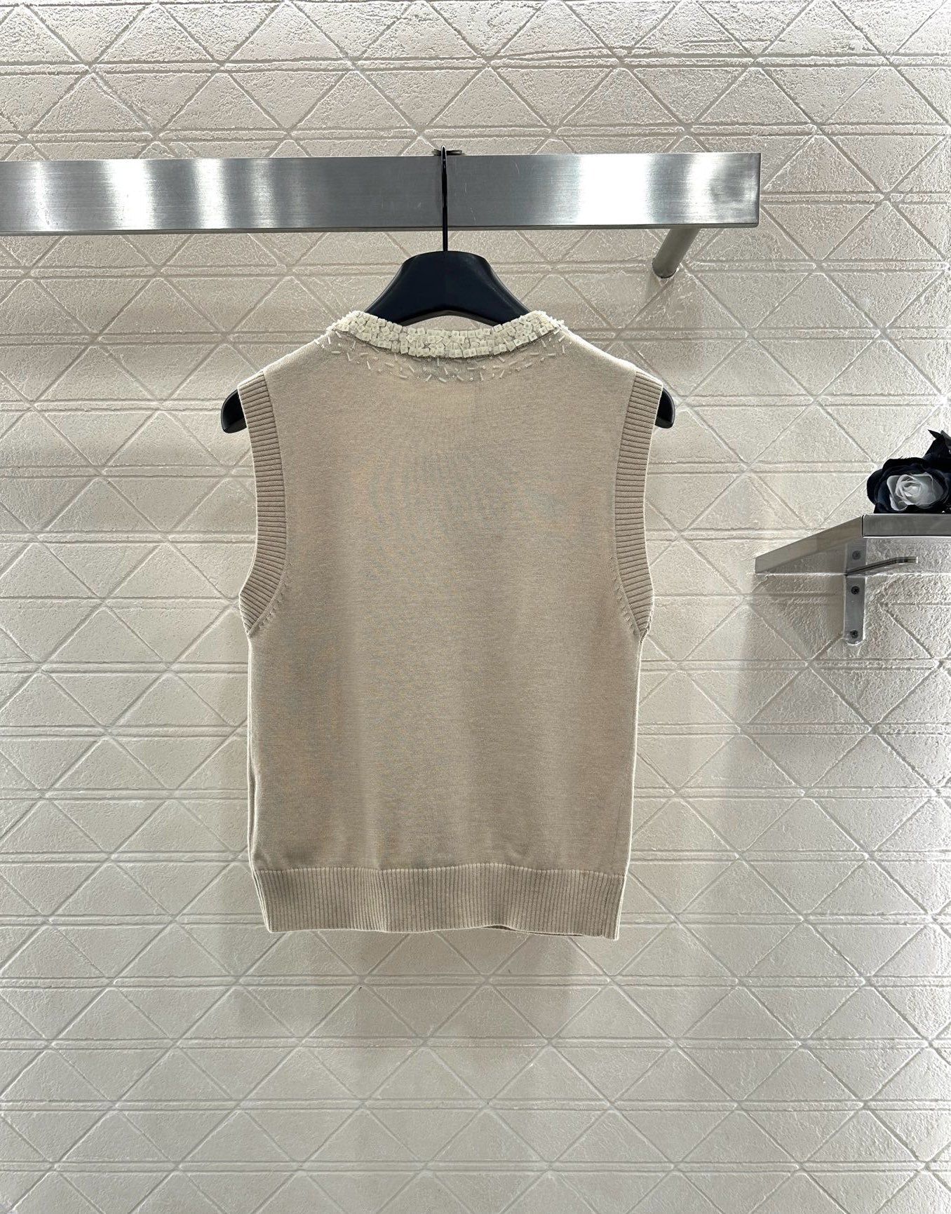 Beaded Floral Knit Vest