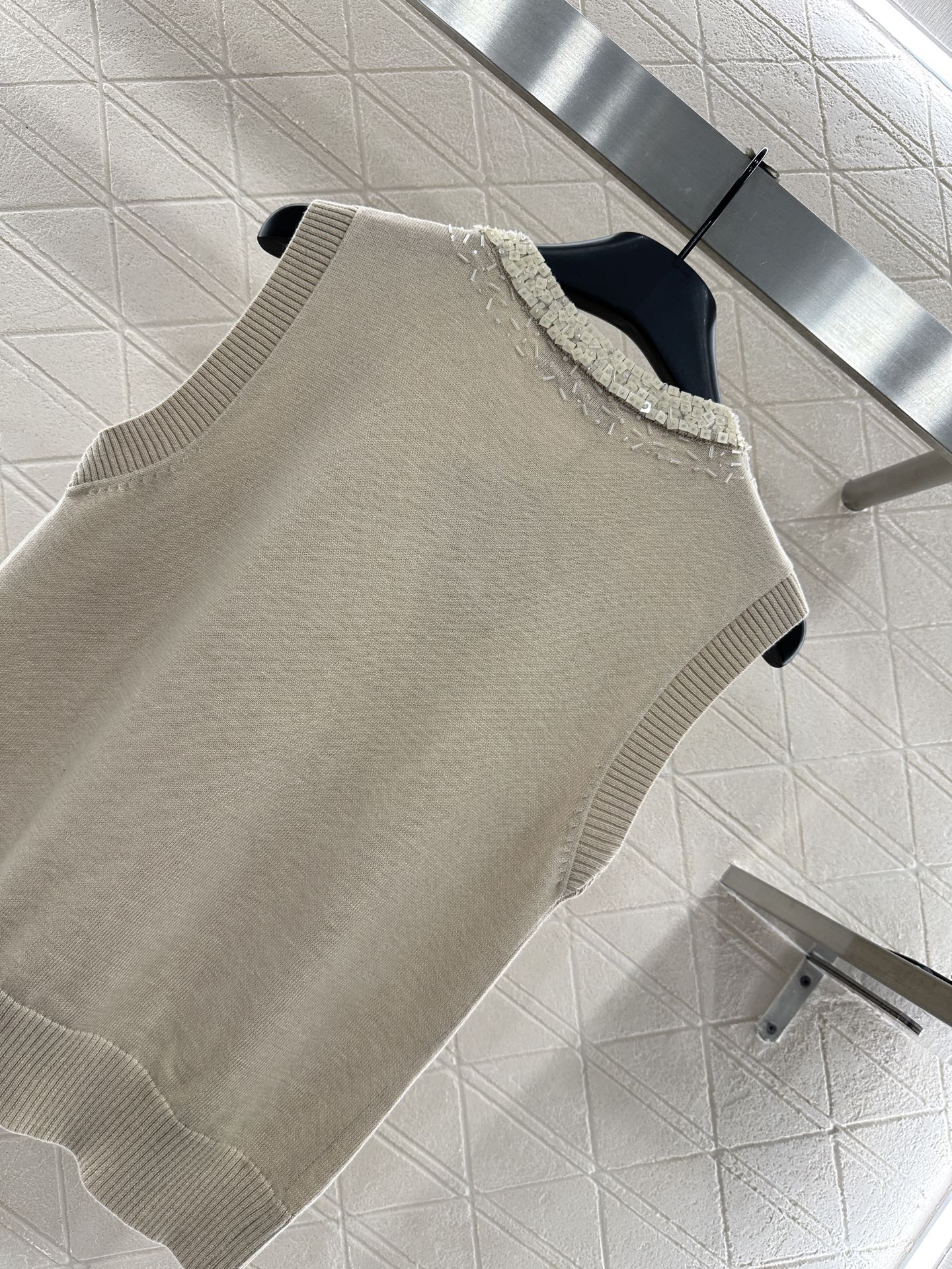 Beaded Floral Knit Vest