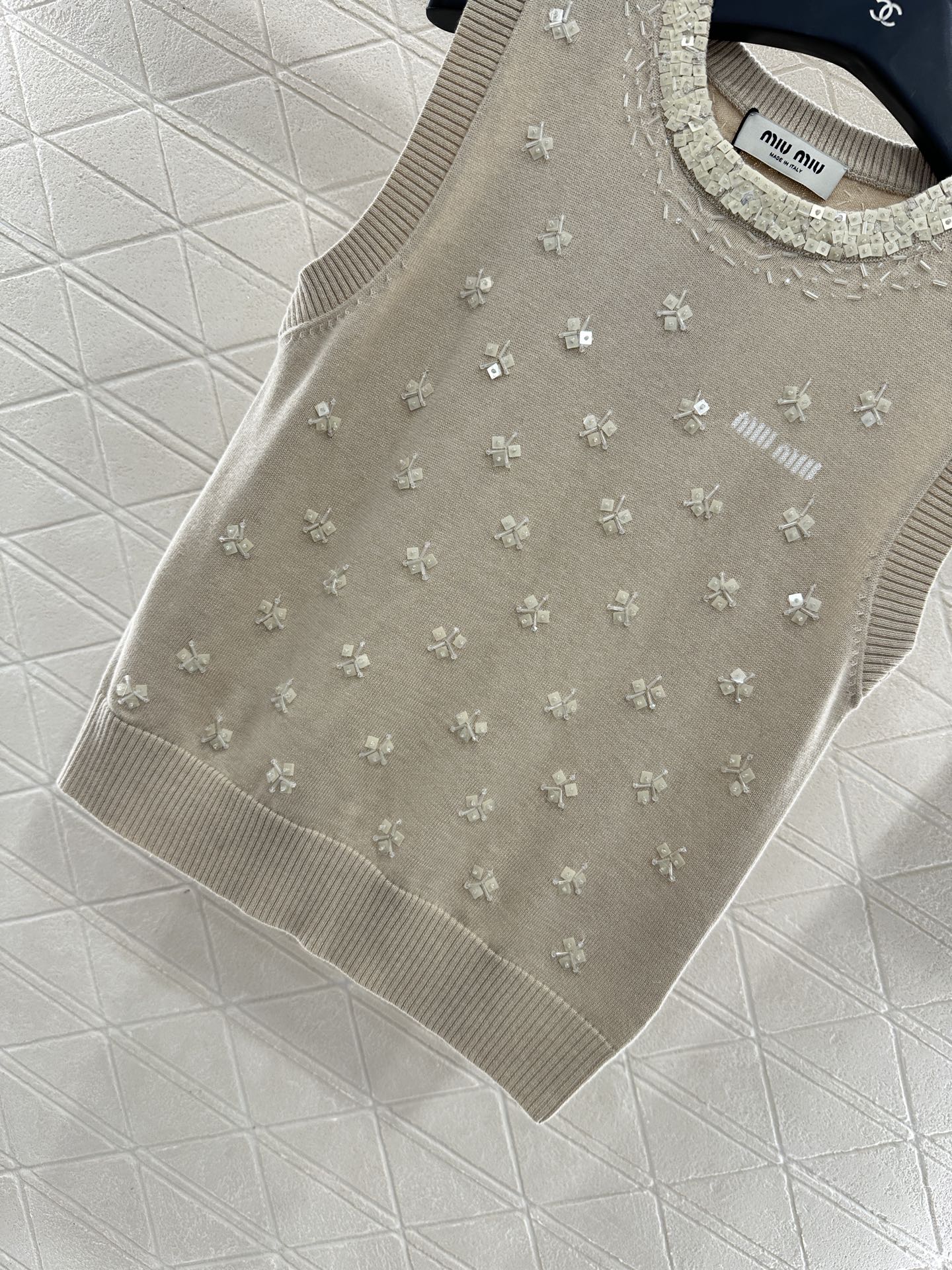 Beaded Floral Knit Vest