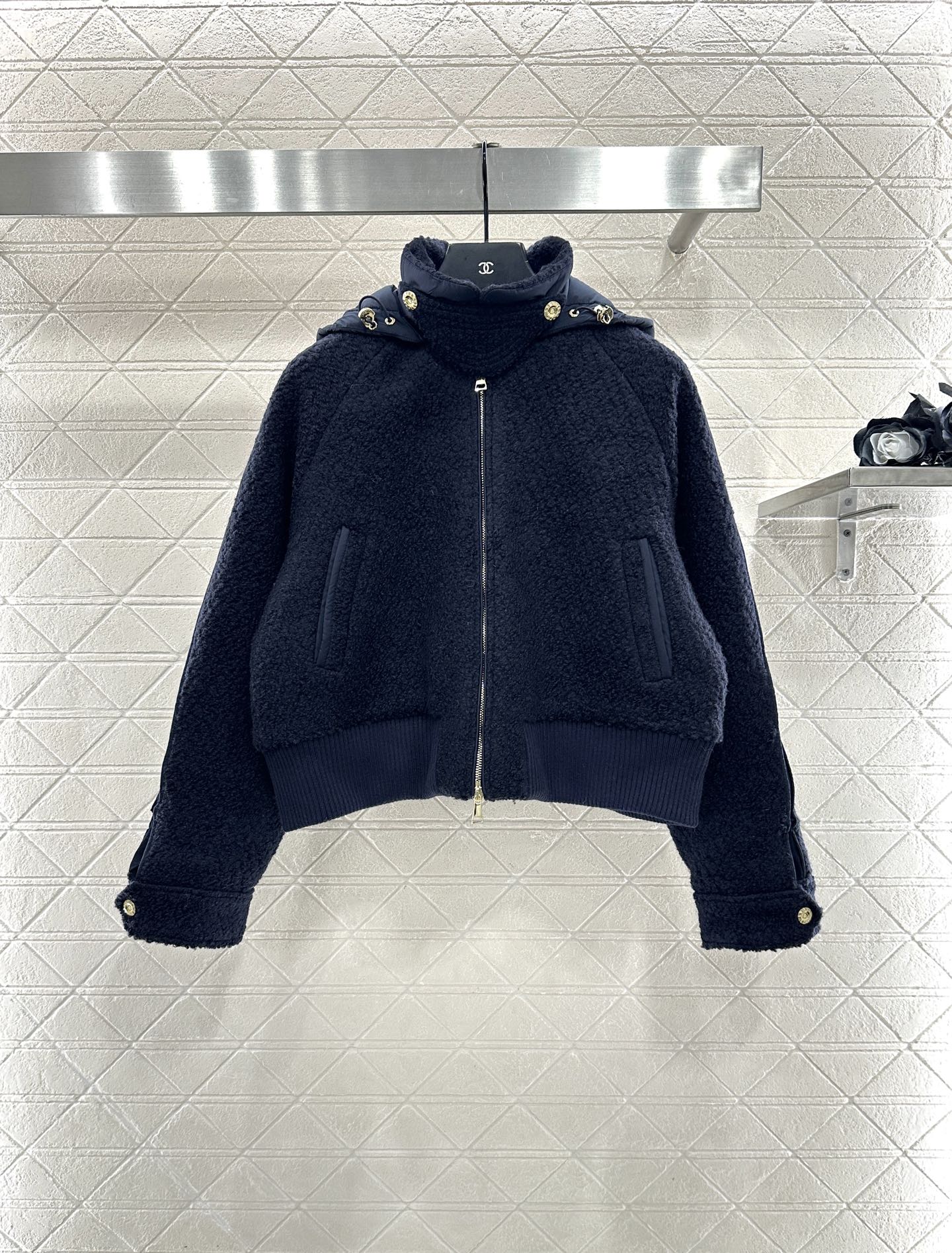 Detachable hooded wool down jacket