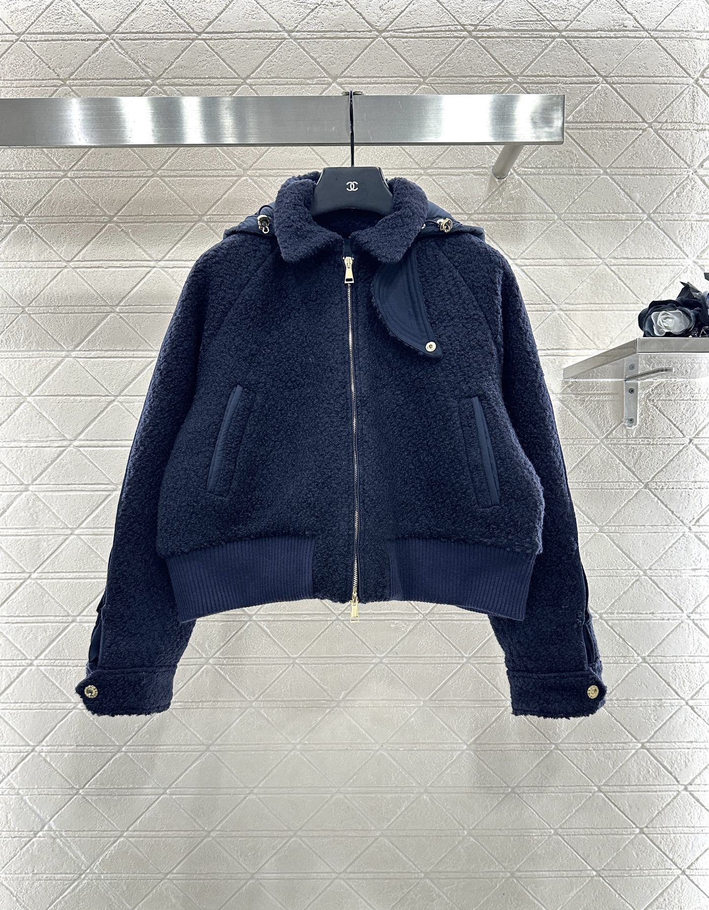 Detachable hooded wool down jacket