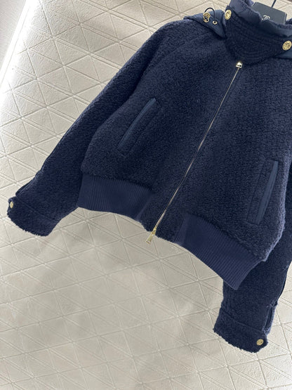 Detachable hooded wool down jacket