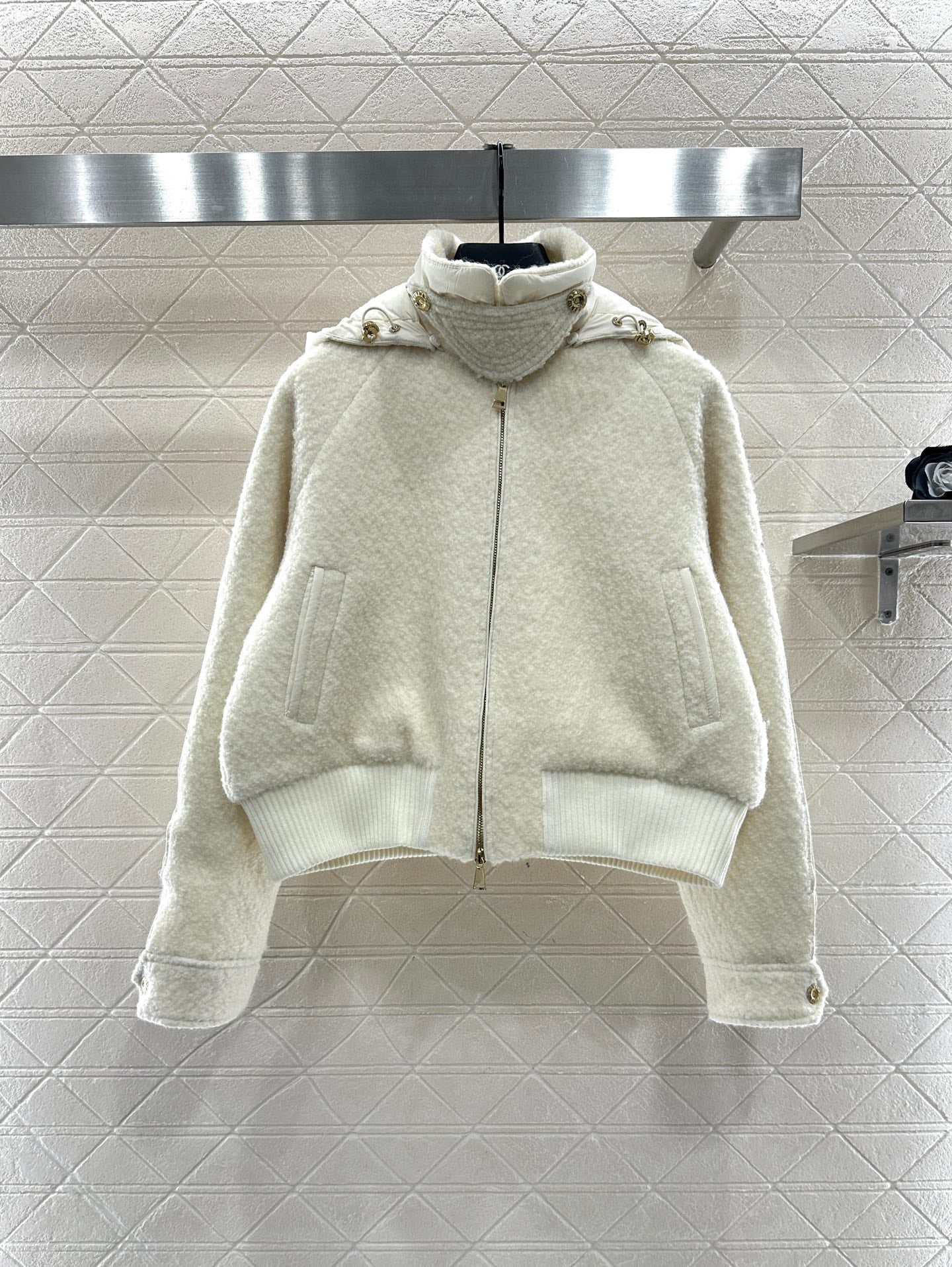 Detachable hooded wool down jacket
