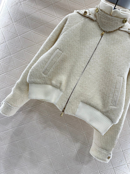 Detachable hooded wool down jacket