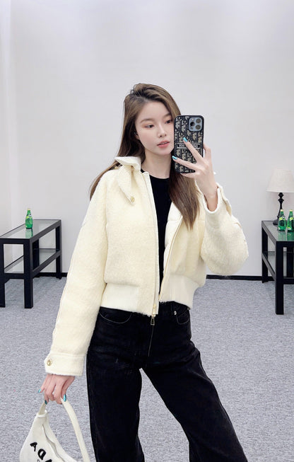 Detachable hooded wool down jacket