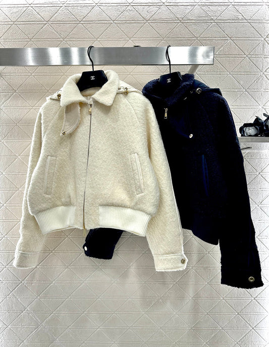 Detachable hooded wool down jacket