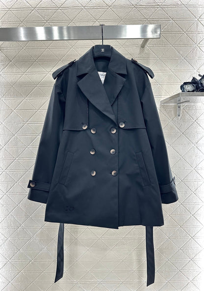 Belted mid-length trench coat