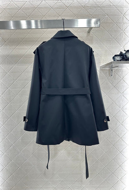 Belted mid-length trench coat