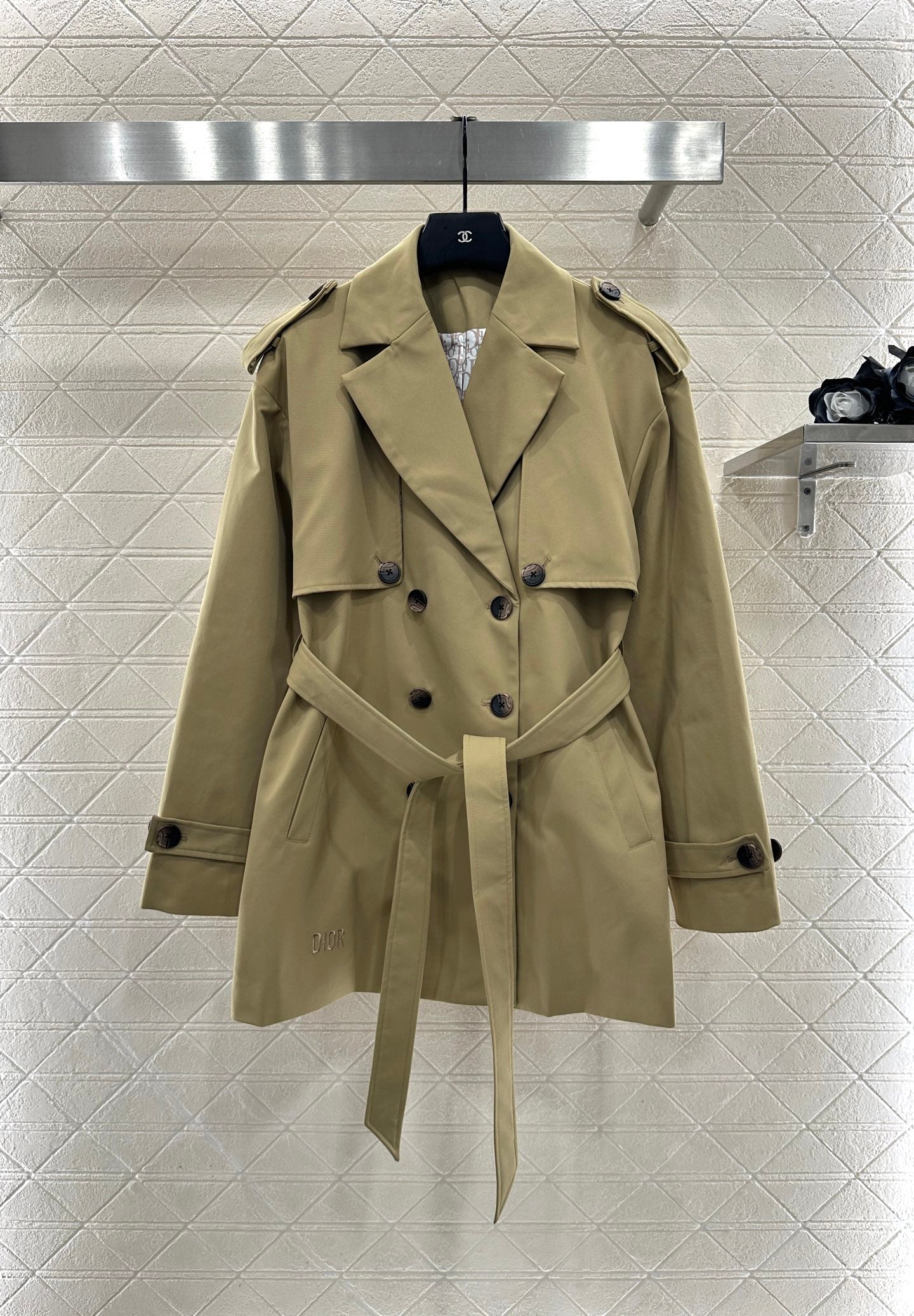 Belted mid-length trench coat