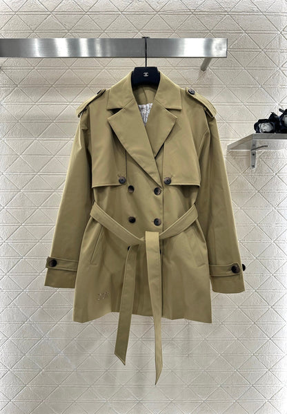 Belted mid-length trench coat