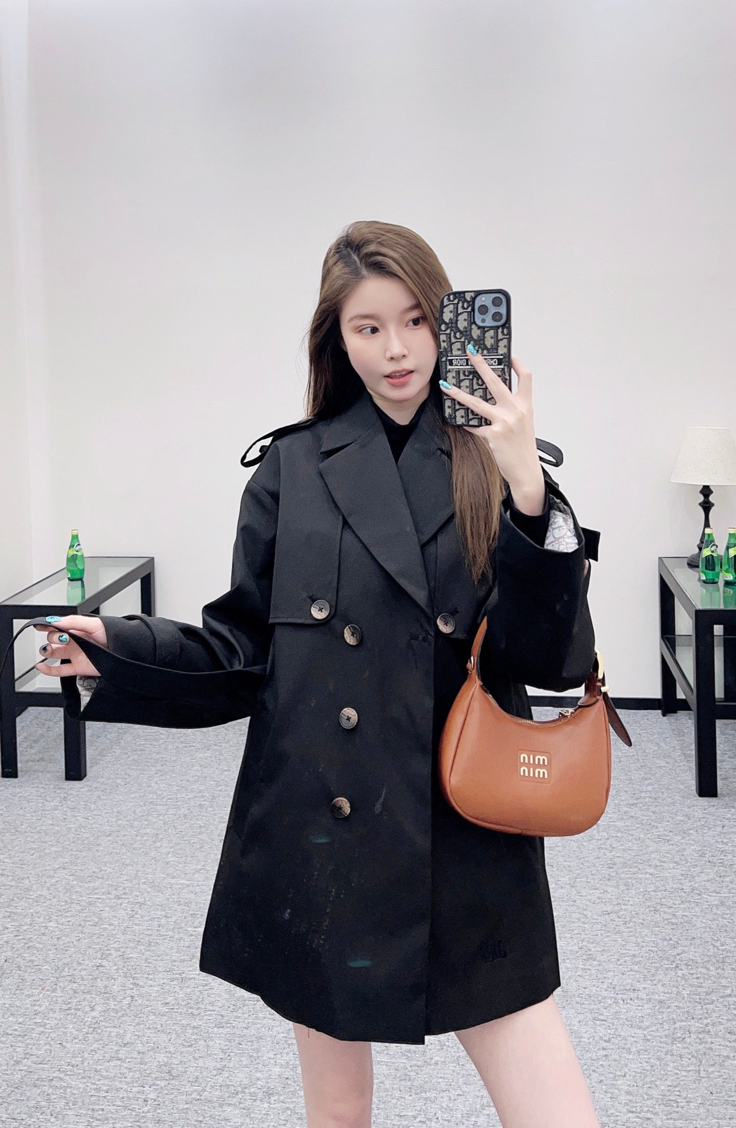 Belted mid-length trench coat