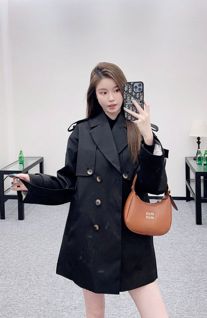 Belted mid-length trench coat