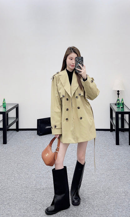 Belted mid-length trench coat
