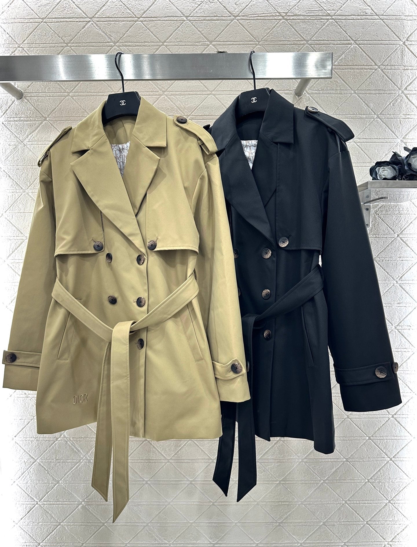 Belted mid-length trench coat